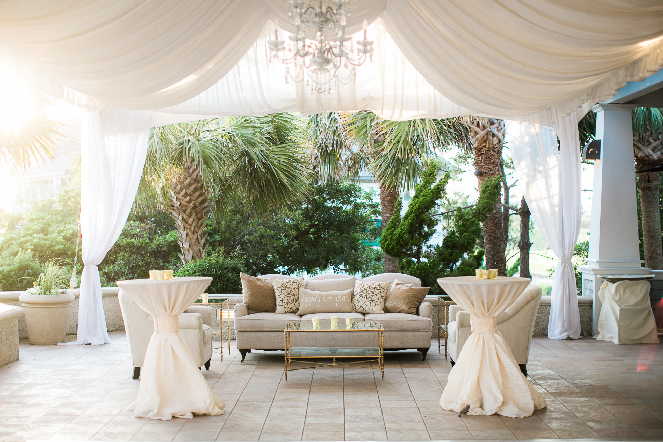 Beautiful drapes and furniture were delivered for this wedding.