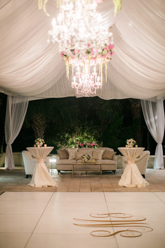 Beautiful area for wedding guests to relax at the Bald Head Island Club.