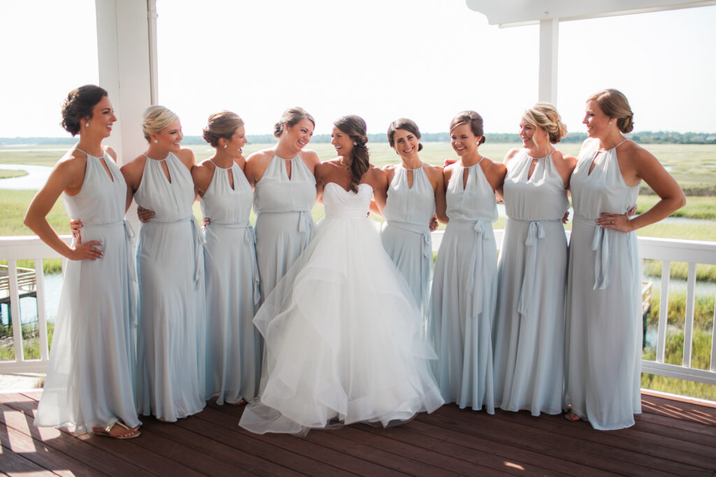 One last photograph for the bride and bridesmaids before her  Wrightsville Manor Wedding in Wilmington NC.