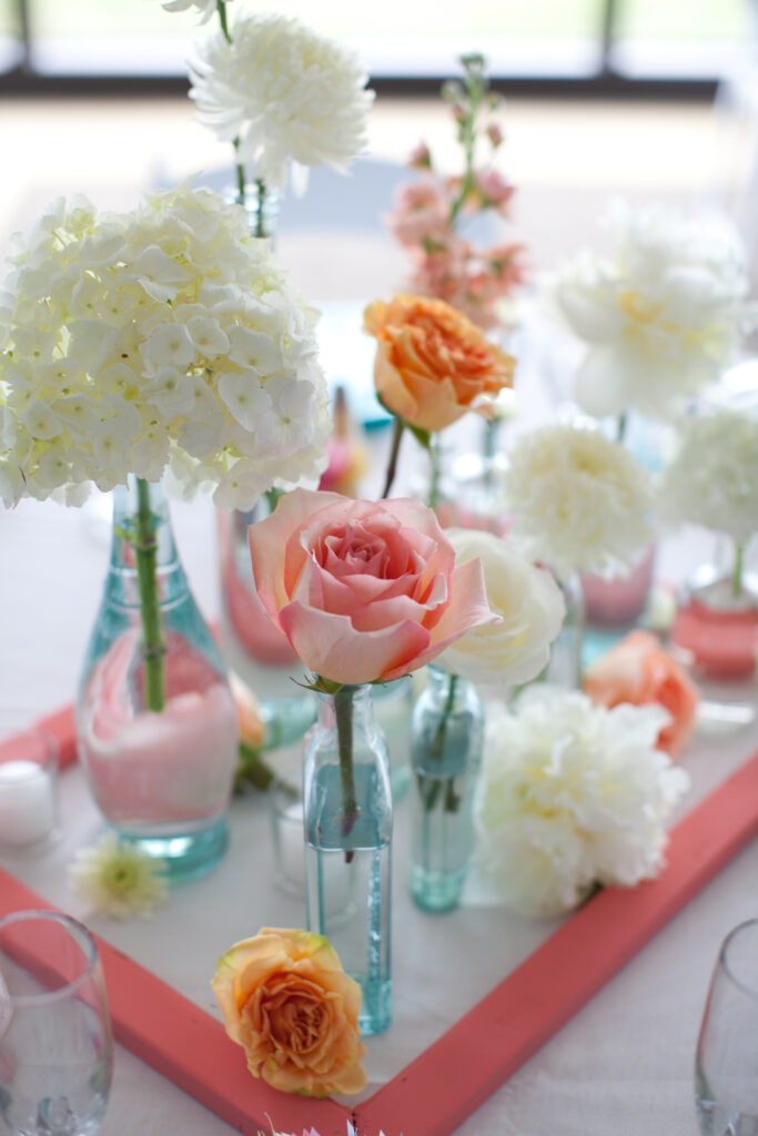 Beach themed wedding flowers at Shell Island Resort